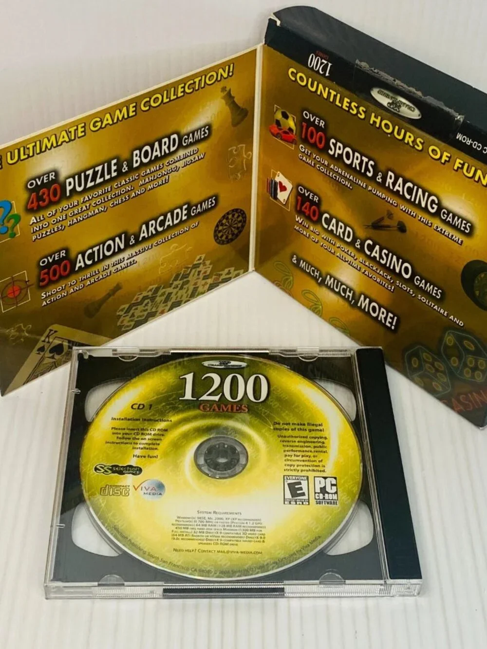 1200 Games Viva Media 2 Disc Set for PC Sports Action Board Arcade Casino Puzzle